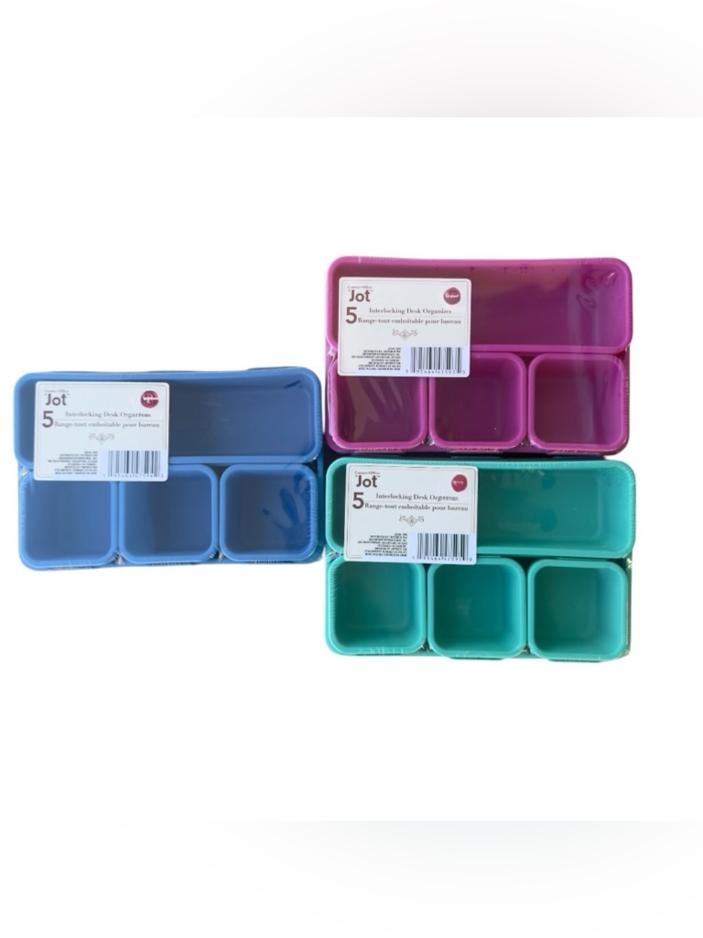 Set of 3 Jot Interlocking 5Pc Desk Storage Organizer Bin Sets NWT
